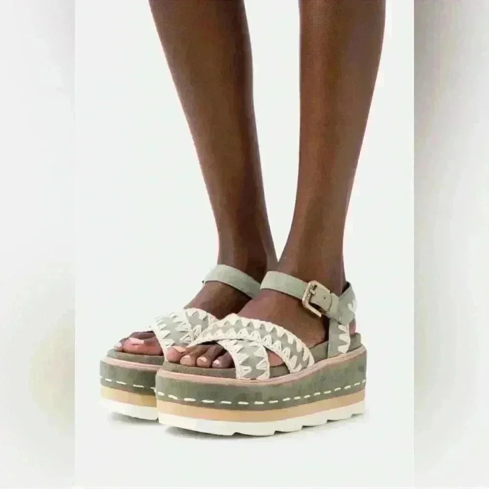 Mou PLATFORM CRISS CROSS UPPER - Platform sandals size 9